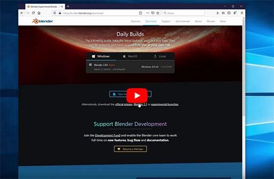 Download di diverse versioni di Blender